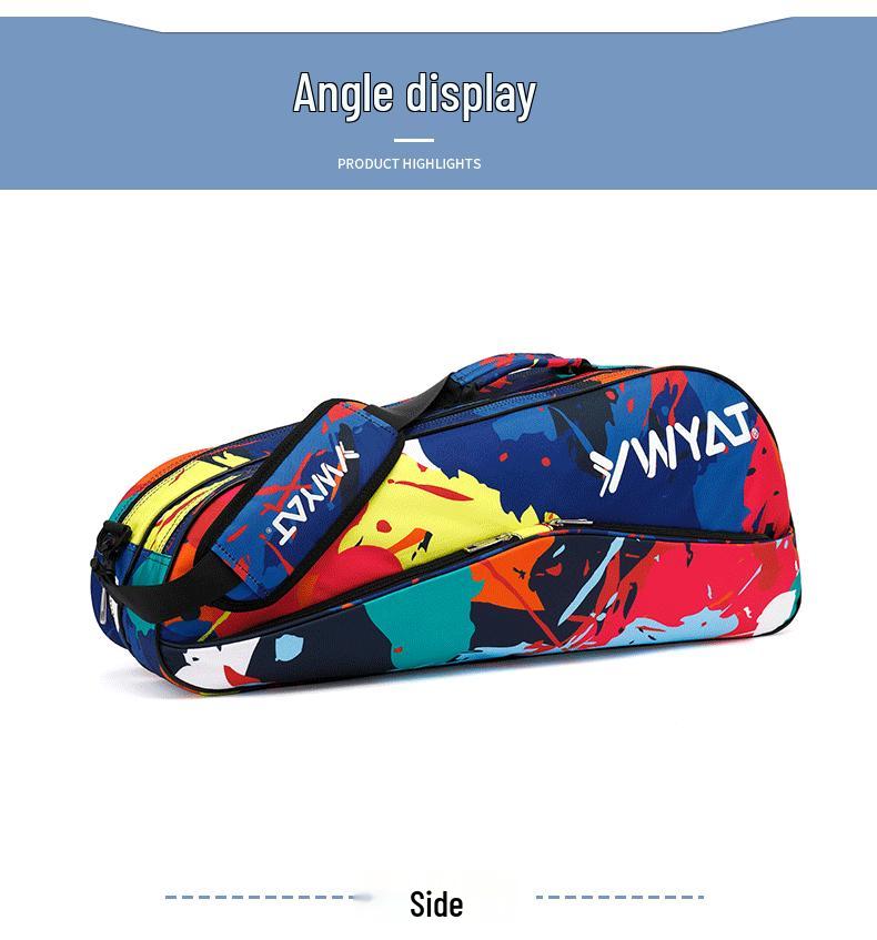 Korean Style Single Shoulder Badminton & Tennis Backpack for 3-6 Rackets - Portable Unisex Bag