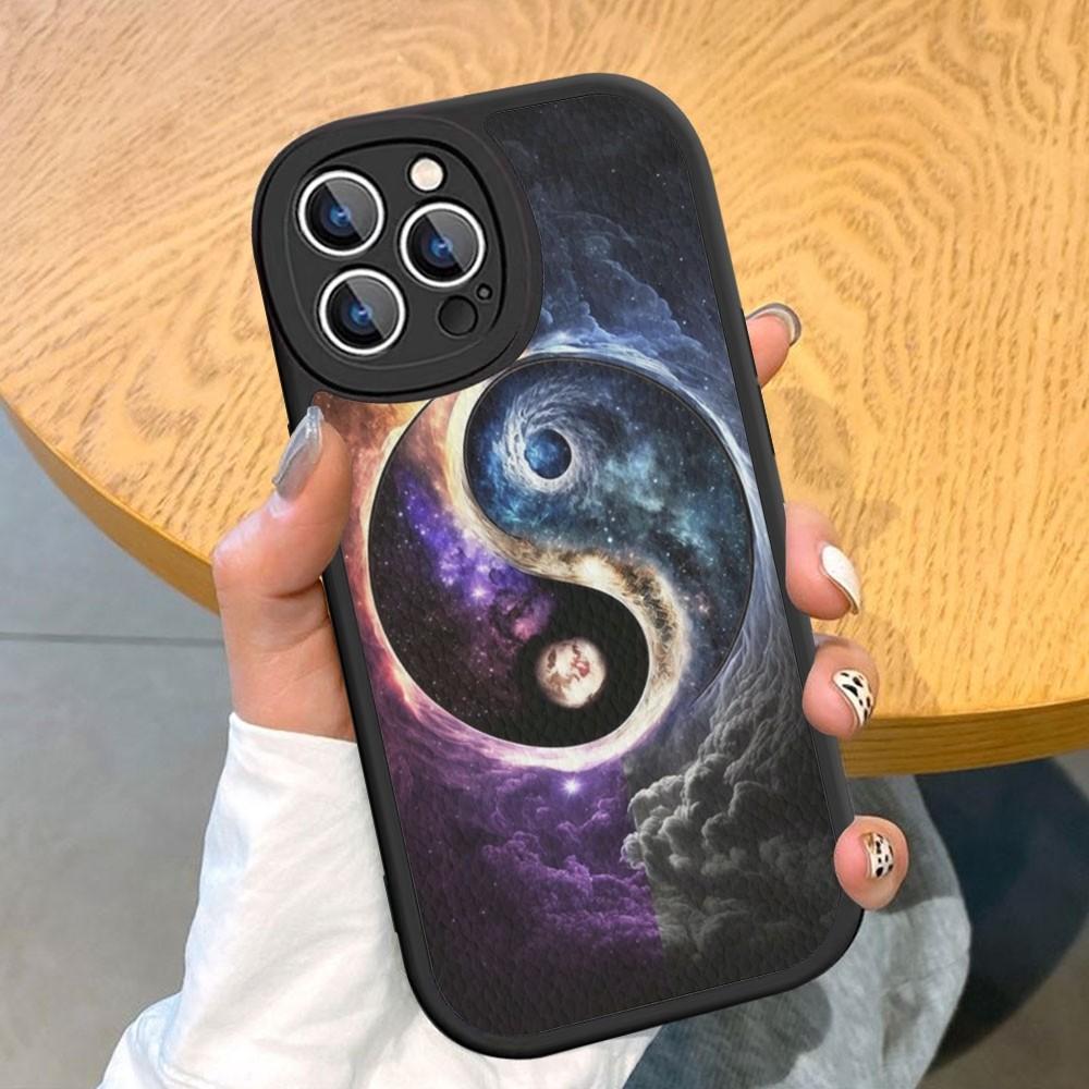 Naturalize Yin and Yang Chinese Tai Chi Pouzdro na telefon z tvrdé kůže pro iPhone 14 13 12 Mini 11 14 Pro Max Xs X Xr 7 8 Plus Fundas