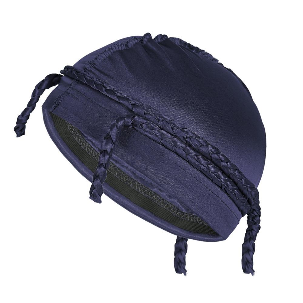 

Еластична спортивна шапочка Імітація шовку Нічна шапочка для сну Нова шапка-коса Біг темно-синього кольору
