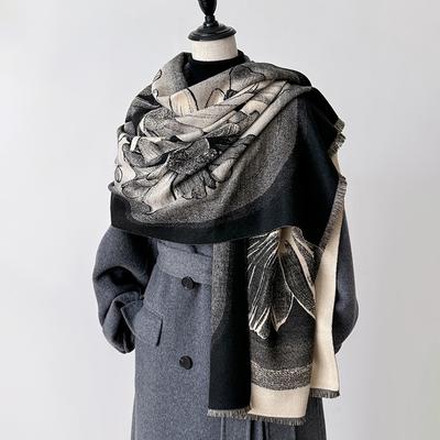Gentle And Classic Color Imitation Cashmere Scarf Women'S Versatile Warm Scarf Big Shawl With High Sense