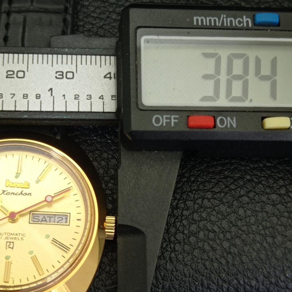 VINTAGE HMT KANCHAN 6501 AUTOMATIC INDIAN MENS GOLDEN COLOR DIAL WATCH A441013-4 HT-a441013