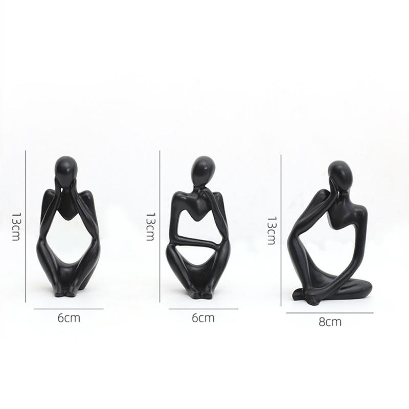 3pcs Abstract Modern Thinker Statue Resin Craft Collectible Figurines Desktop Ornament For Home