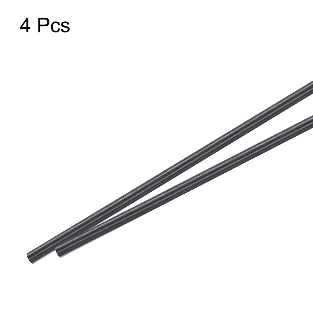 uxcell Carbon Fiber Rods, 4mm x 300mm, for RC Airplane DIY Craft Kite Wing Tube Quadcopter Arm Repair, Pack of 4