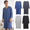 Herr Nattskjorta V-ringning Långärmad Mjukt Modaltyg Morgonrock Enfärgad Lös Passform Avslappnad Pyjamas Hem Sovrumskläder