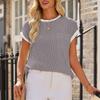 Ladies Summer Short Sleeve O Neck Solid Color Pullover Knitted T Shirt Top