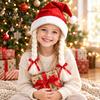 Christmas Party Headwear Santa Hat with Braids And Pom Pom, Holiday Red Fun Braided Cosplay Hat, Novelty Xmas Costume for Kids Adults Soft Skin