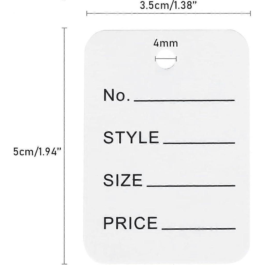 1000-Piece White Clothing Price Tag Set with Box