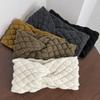 Woolen Criss-Cross Argyle Headband: Wide Warm Winter Hair Accessory