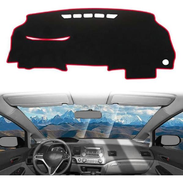 Red Line Car Dash Cover Mat Anti-Slip Dashboard Protective Cover Pad for Honda Civic Car Interior Pad 2006 2007 2008 2009 2010 2011