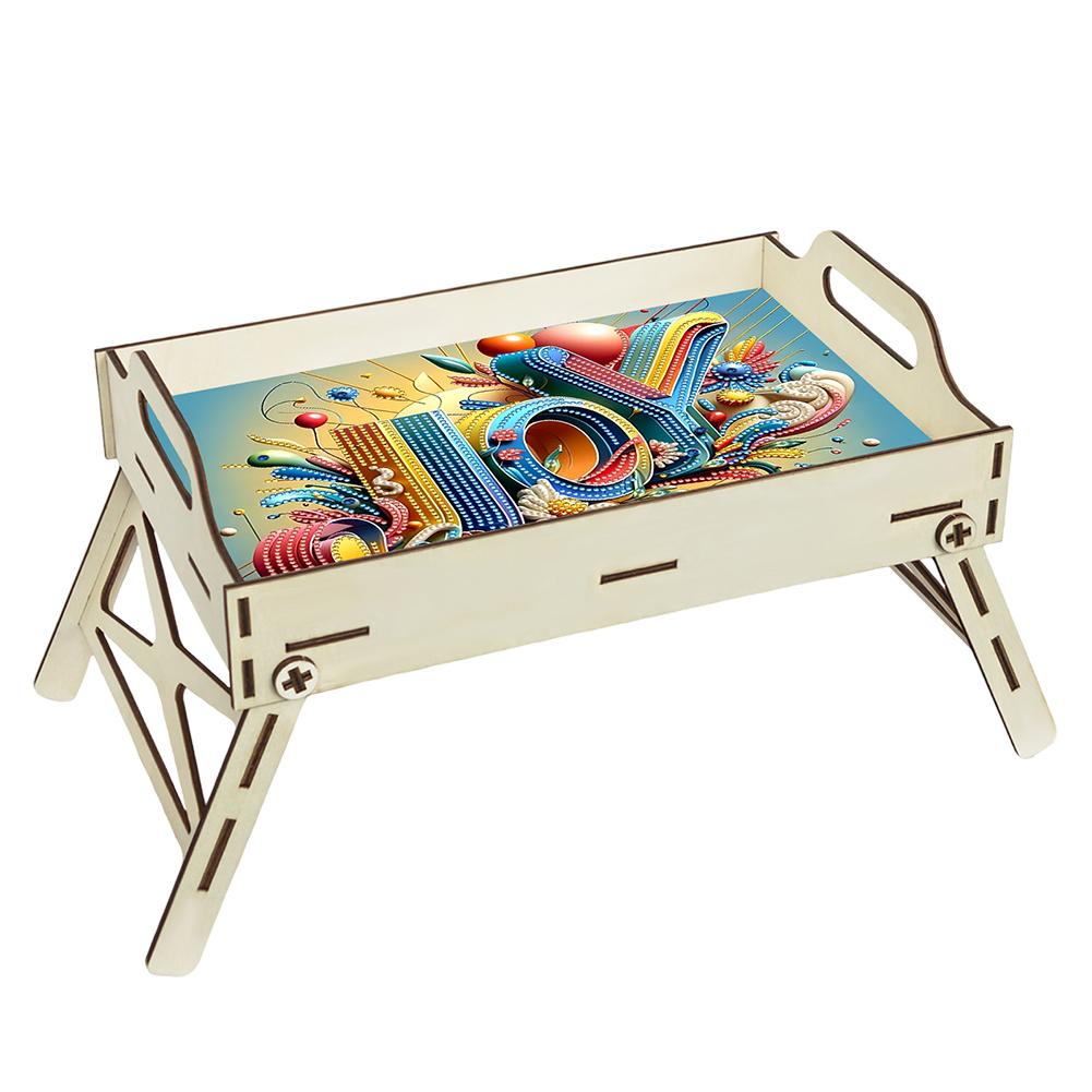 5D DIY Diamond Painting Serving Tray Wooden Diamond Art Tableware Manager Tray Diamond Decorative Serving Tray Home Decor Gift