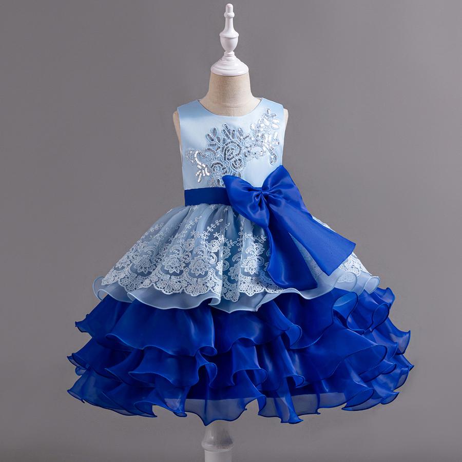 Girls Bow Flower Wedding Party Birthday Party Tutu Dress Stage Performance Costume
