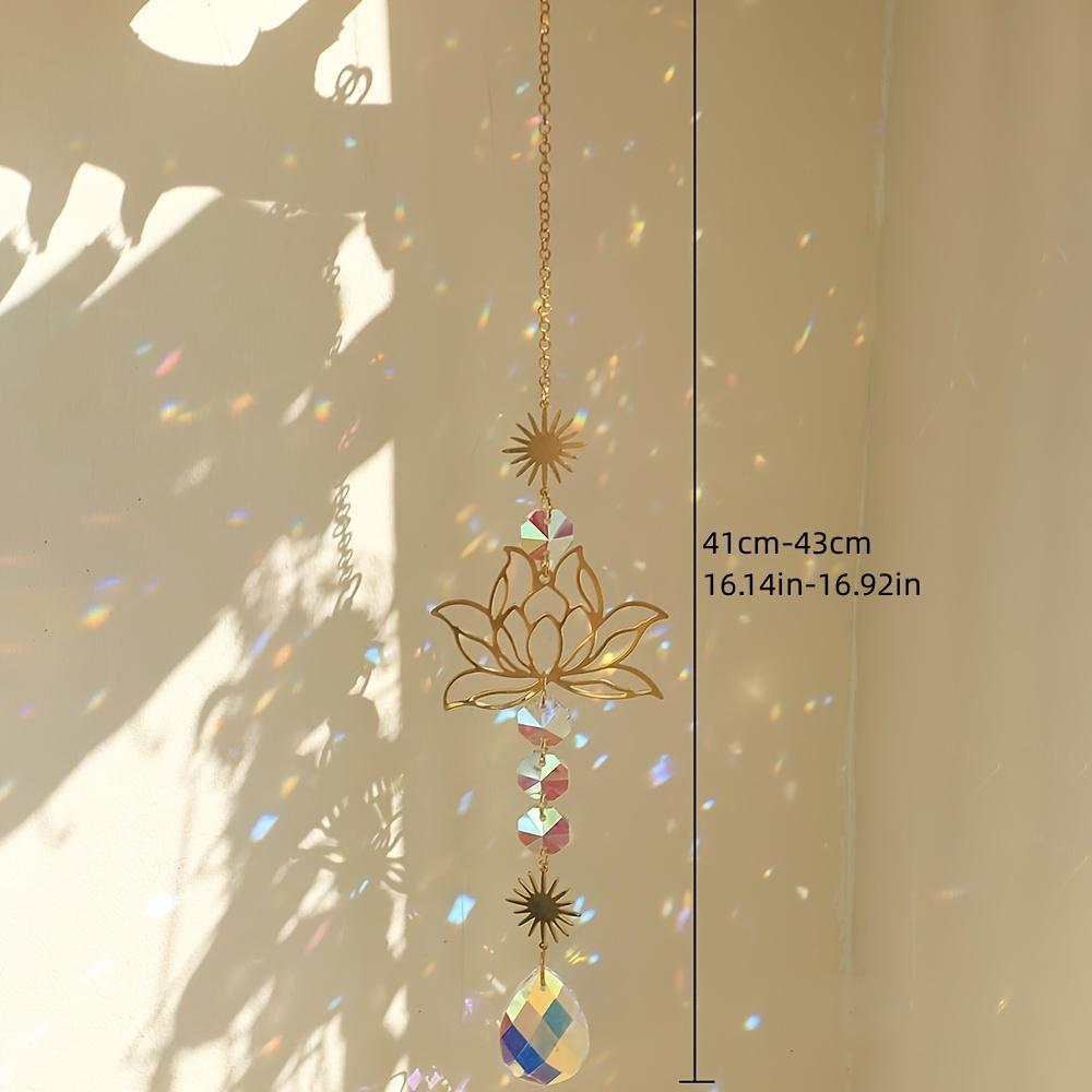 1pc Elegant Golden for Lotus Crystal Sun Catcher - Glass, No Power Needed - Perfect for Home & Garden Decor