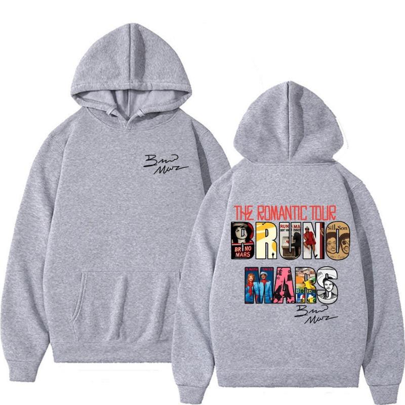 Bruno Mars The Romantic Tour Album Cover Sweatshirts Men's Clothes Fashion Oversized Hoodie Casual Fleece Bodywarmer Hooded