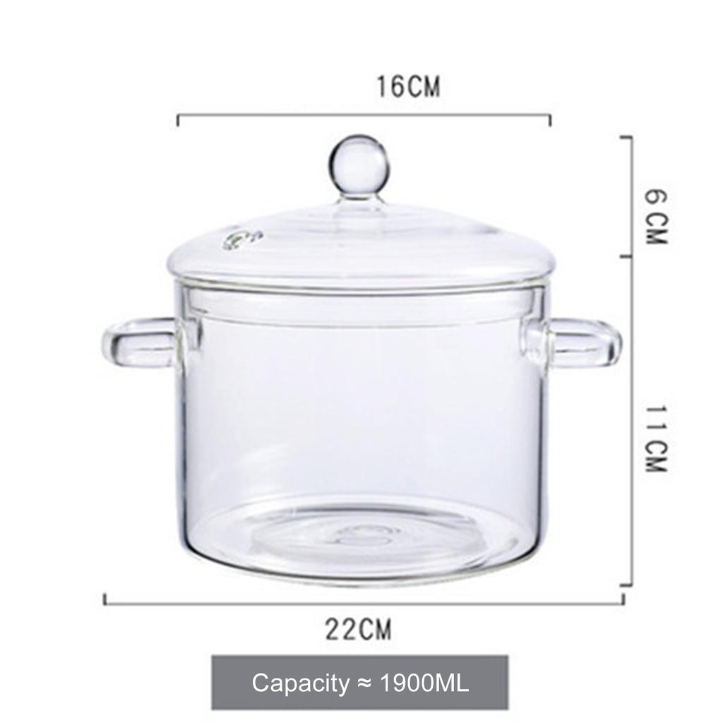 Glass Cooking Pot Glass Saucepan Clear Heat Resistant Stockpot Double Handle Cookware Pot Non Stick Kitchen Cooking Tools