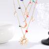 Layered Star Moon Sun Pendant Necklace with Colorful Beads and Pearls Bohemian Style Women Jewelry