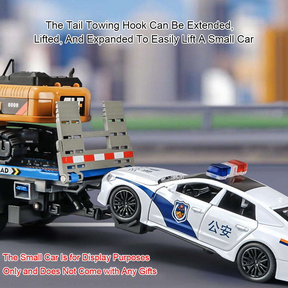 1:24 Electric Trailer Flatbed Car Mixer Truck Model Toy Sound Light Doors Opened Engineering Vehicles Holiday Gifts for Boys