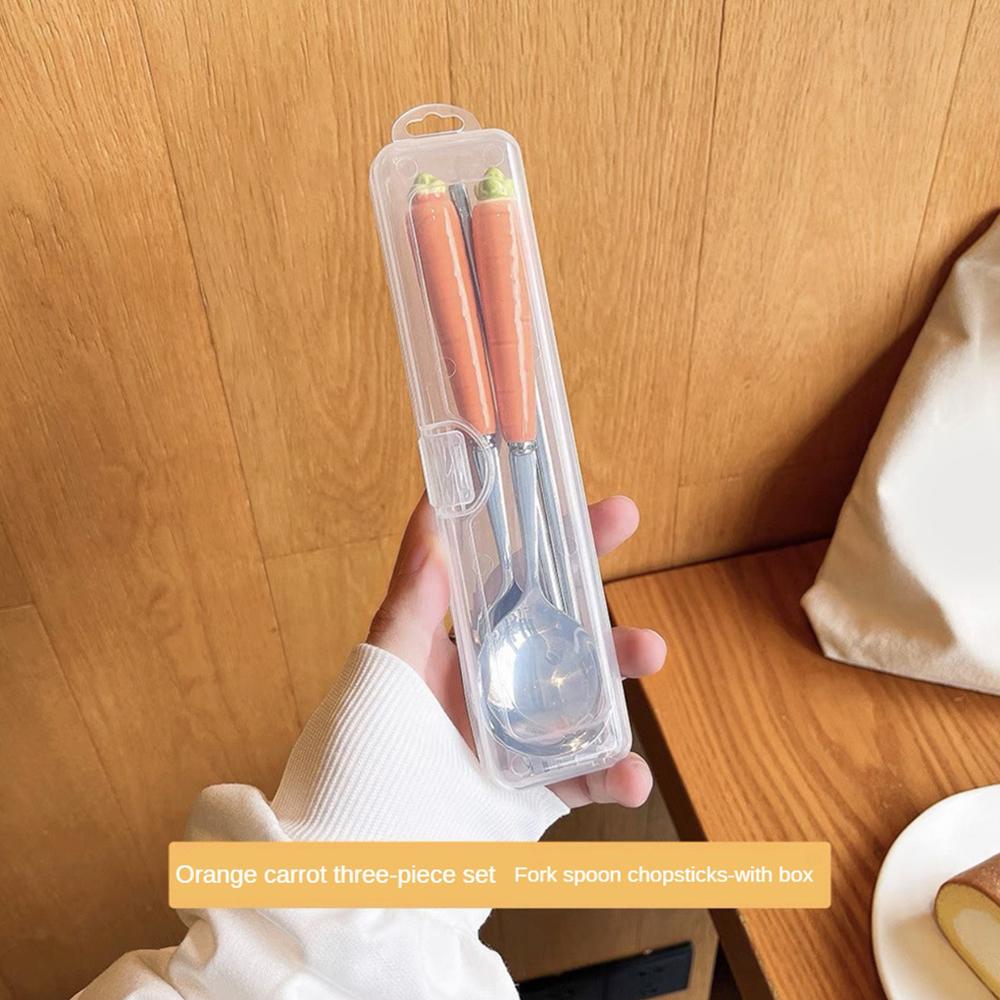 

Fork Orange Stainless Steel Material Tableware Set Easy To Carry Ceramic Material Catering Supplies Boxed For Easy Storage Spoon
