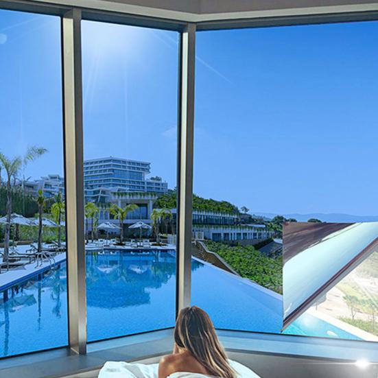 One Way Window Film Shade Sun Non-Adhesive Explosion-proof Non-fading Insulation Film Home