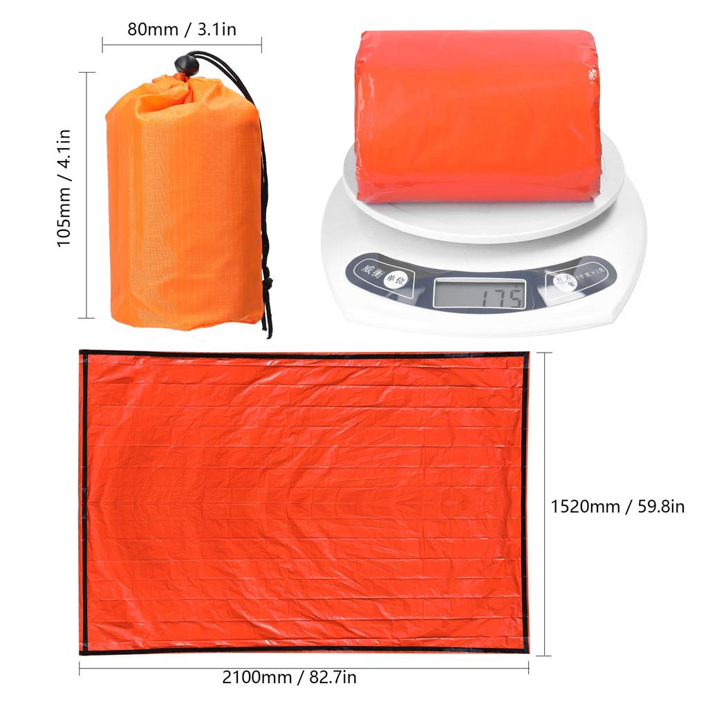 2er-Pack Notfallschlafsack Wasserdicht PE Survival-Schlafsack Leichtgewichtiger Thermischer Biwaksack