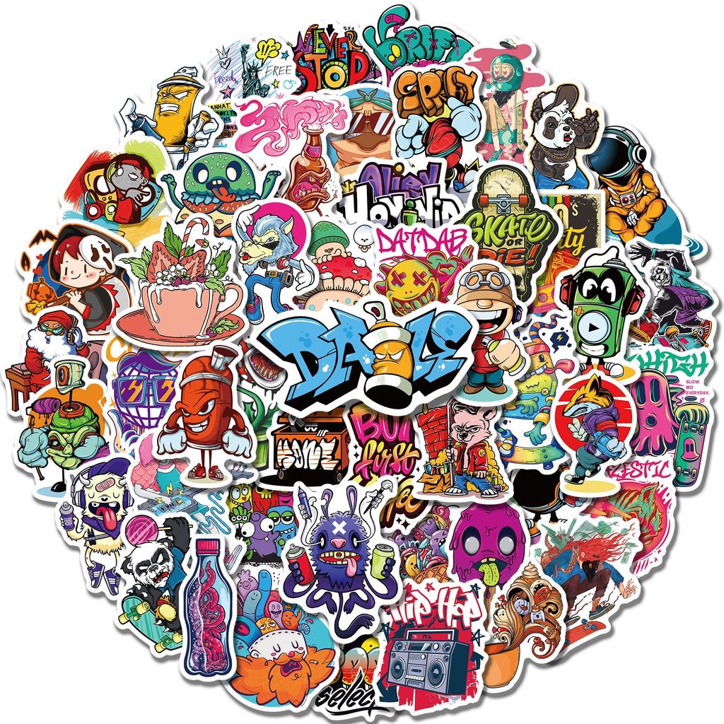 200 coole Graffiti-Aufkleber, personalisierbar mit kreativen Cartoon-Motiven für Roller, Koffer, Notizbücher und Helme