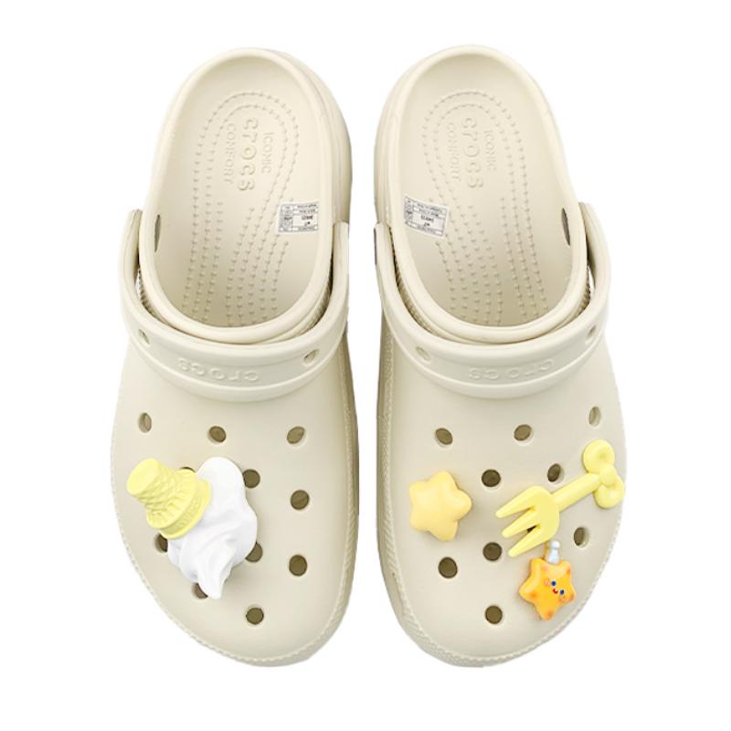 Crocs Classic Platform Clog MM Dream Builder Melt Ice Cream Summer Hand Painted Funny Hole Shoes Female White