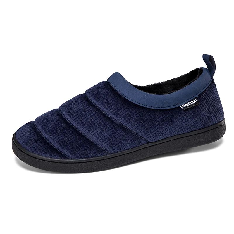 

Модные зимние теплые меховые мужские тапочки для мужчин и женщин, для пар, домашняя нескользящая мягкая обувь, удобные плюшевые тапочки на плоской подошве для спальни, новый стиль 46-47 темно-синий