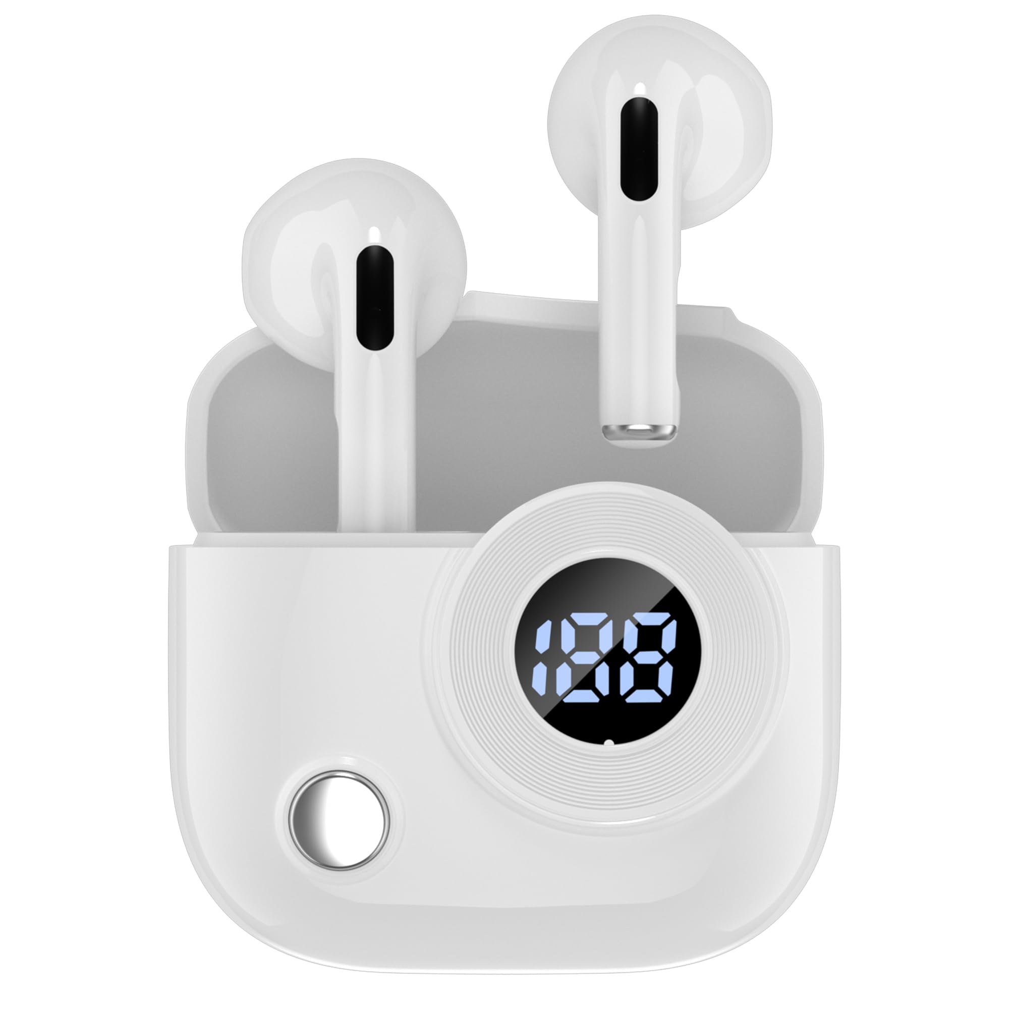 

Wireless Bluetooth Earphones [2025 Retro Design] Ultra-Small, Mini Bluetooth 5.4+EDR, Hi-Fi Stereo Earphones with Battery Level Display, ENC Noise