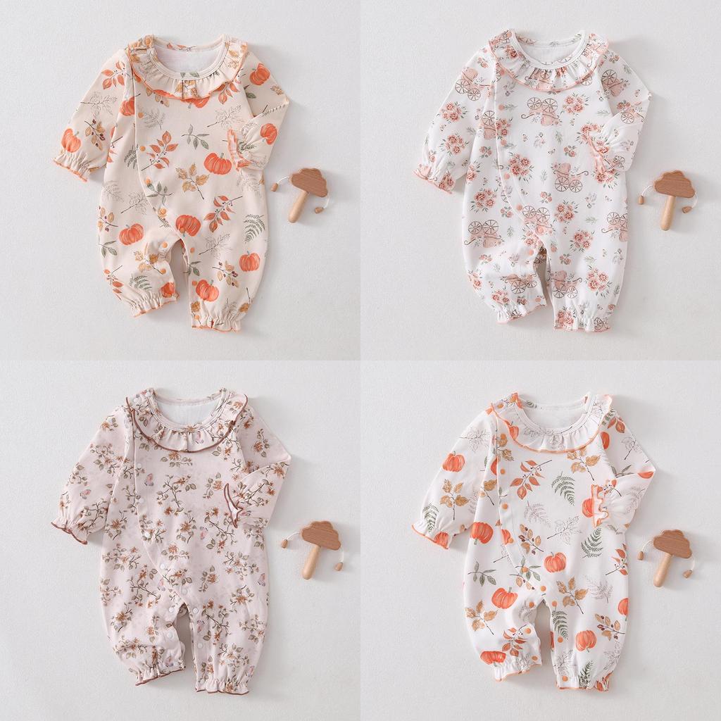 Barboteuse en Coton pour Bébé avec Bordure en Dentelle pour Nouveau-nés et Bébés Sécuritaire pour le Printemps et l'Automne