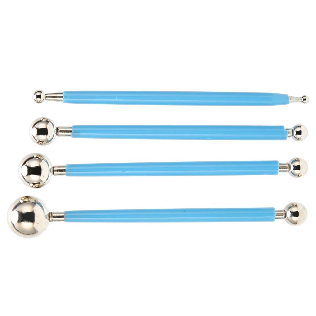 4Pcs Cake Metal Ball Dotting Sculpting Modeling Tool Set for Cake Fondant Decoration