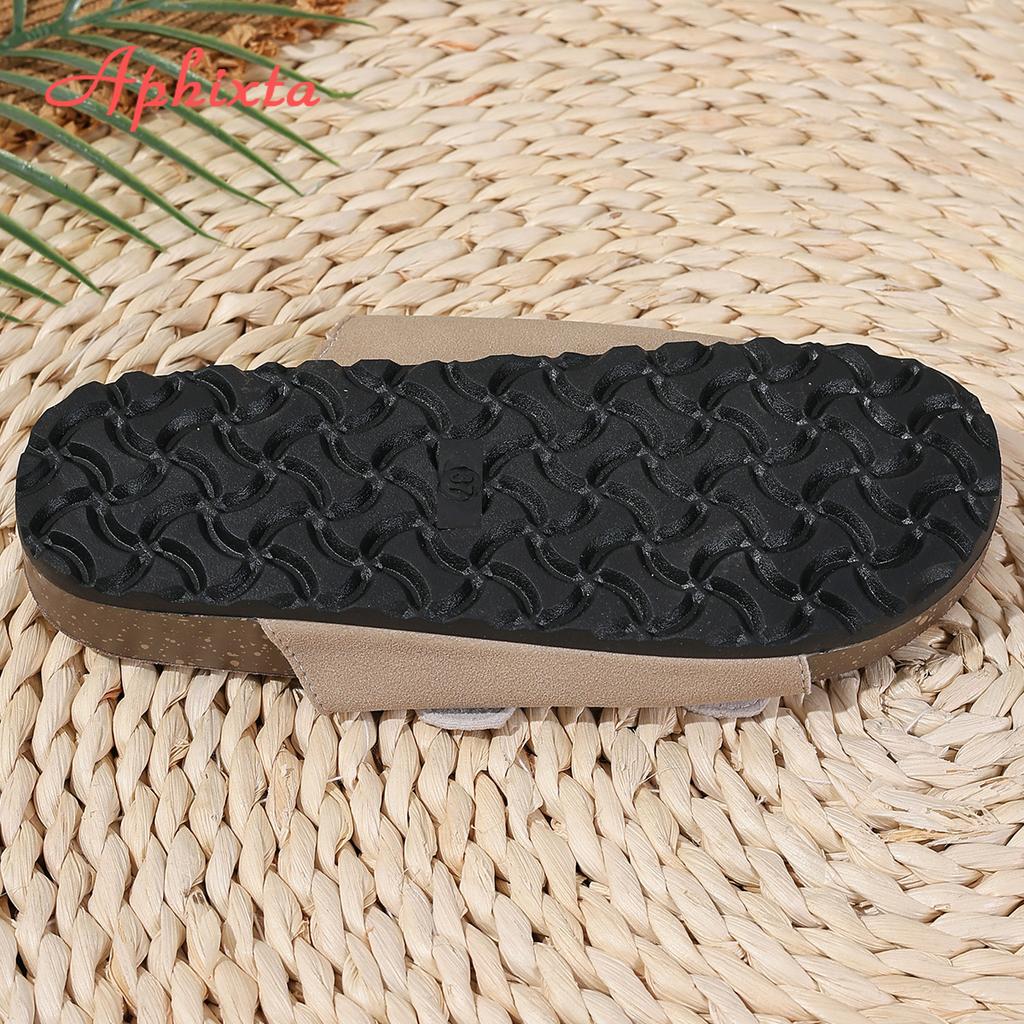 Fashion Aphixta Women Classic Slides Cork Clogs Slippers For Women Summer Beach Sandals Outdoor Suede Clogs Sandals Adjustable Buckle