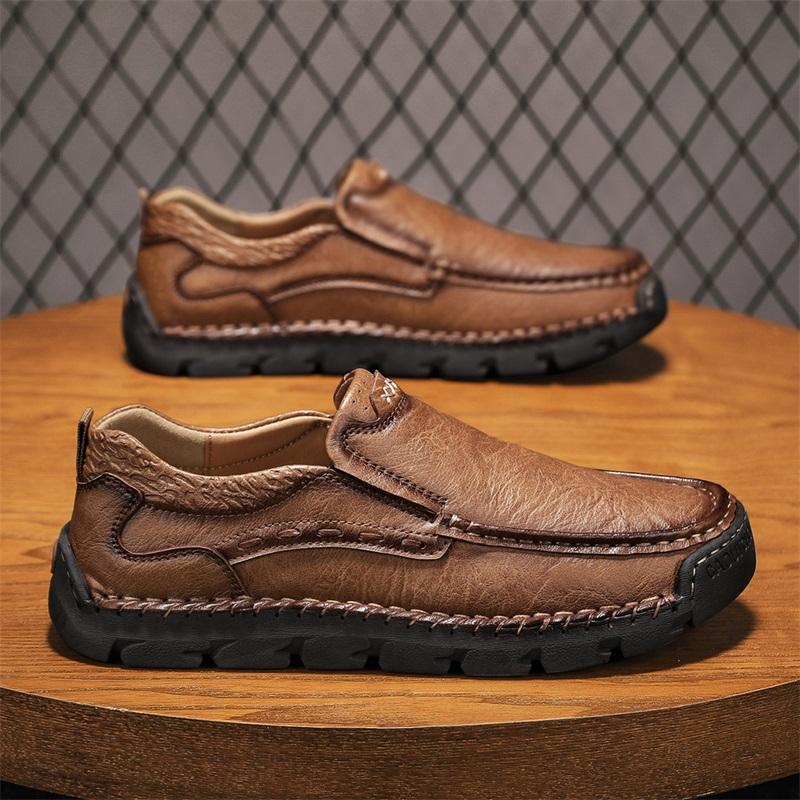 39-48 Men's Leather Casual Shoes Handmade Breathable Shoes Soft Low-top Working Shoes Leather Ankle Boots