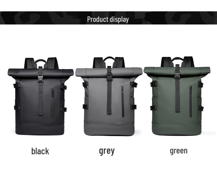 Men's Fashionable Roll-Up Backpack, Large Capacity Travel & Laptop Bag, Schoolbag for College Students