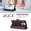 For iPhone 15 Pro Leather Case 9 Card Slots Zipper Wallet Stand Phone Cover with Wrist Strap