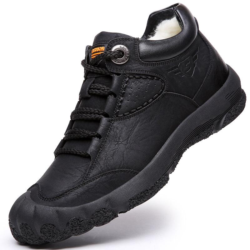 

Весенние мужские походные ботинки, мужские плюшевые супер теплые зимние ботинки для мужчин, походные кроссовки, мужские ботильоны, обувь для скалолазания на открытом воздухе 38 чёрный