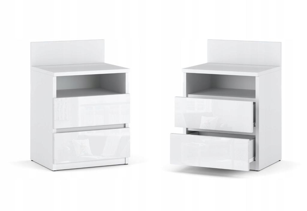 Nightstand White Gloss Nightstand 40cm 2S Shelf Loft Bedroom Furniture