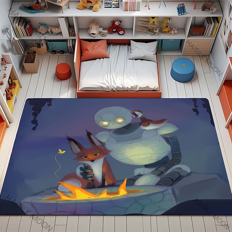 Cartoon The W-Wild R0b0t Printed Carpet Baby Creeping Rug for Kid Play Mat Children Room Decor Area Floor Mat for Bedroom Gifts