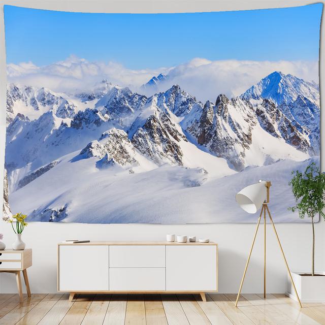 

Рождественский лесной гобелен, снежные деревья, лесной пейзаж, морозный зимний парк, зимний дизайн, настенный декор для спальни, гостиной, общежития 95x75cm