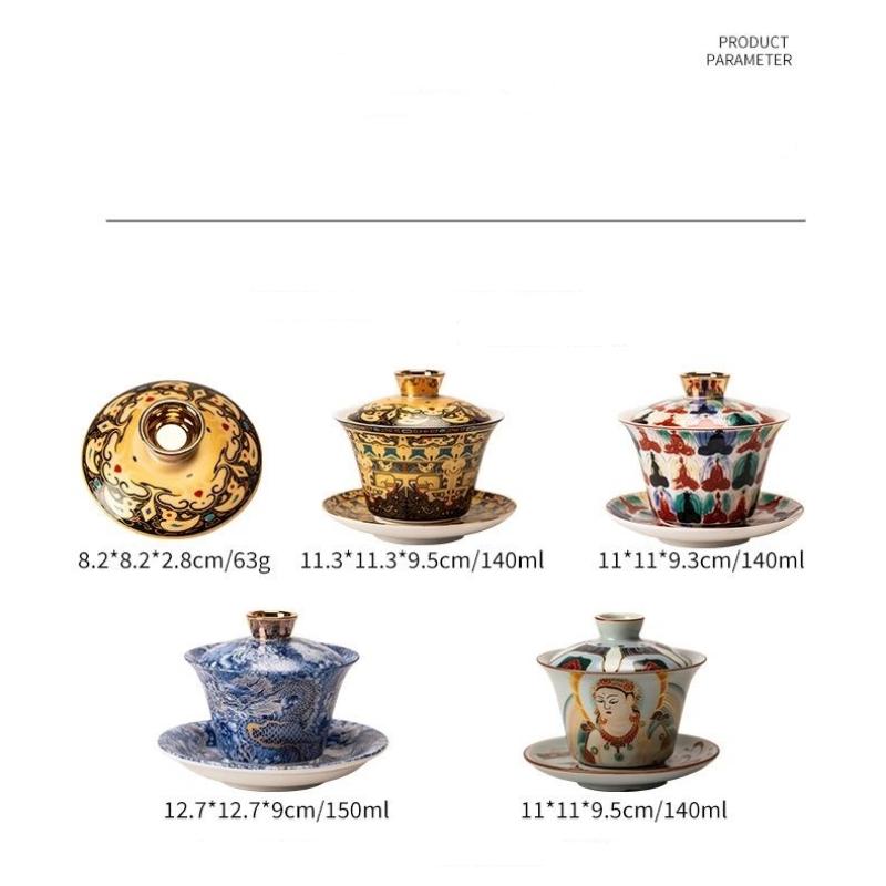 360° Hovering Lid Gaiwan – Jade Porcelain Three-Part Chinese Tea Bowl for Gongfu Brewing