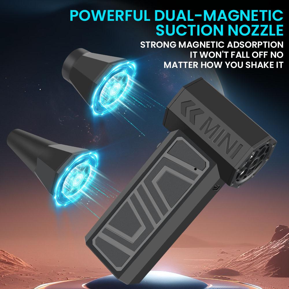 პორტატული ელექტრო ჰაერის გამწმენდი საწმენდი ჰაერის ნაკადის ინსტრუმენტი მტვერსასრუტი მანქანის გასაწმენდად თოვლის გასაბერად 4 სიჩქარით რეგულირებადი ტურბო რეაქტიული ვენტილატორის ტიპი Type-C დამუხტვა