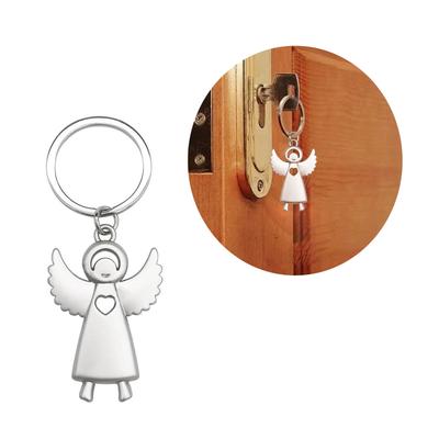 Stylová klíčenka Anděl strážný Stříbrný kovový přívěsek Kroužek na klíče Talisman pro štěstí Klíčenka Popruh na mobil pro řidiče