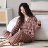 Woven cotton gauze pajamas women's spring and autumn pure cotton long-sleeved 1011 new autumn 100% cotton V-neck loungewear