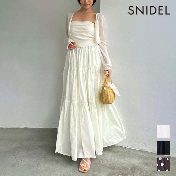 SNIDEL Dress 26 Spring/Summer Volume Skirt Docking Knit Dress Maxi Length swno261143