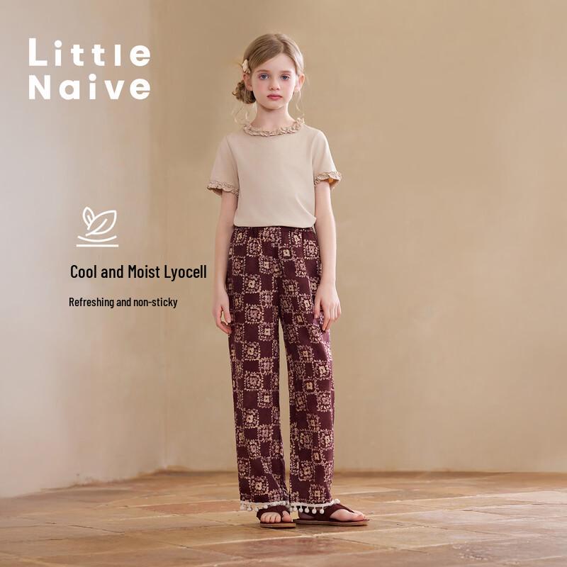 Girls' Lyocell Linen Blend Tassel Casual Long Pants
