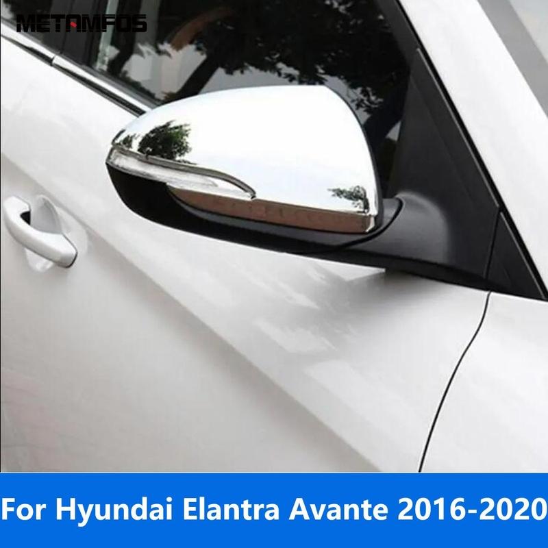 Rearview Side View Mirror Cover Trim For Hyundai Elantra Avante 2016 2017 2018   Chrome Protector Exterior Accessories