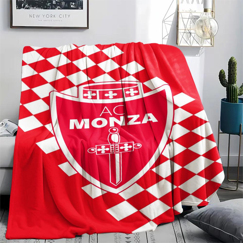 1Pc AC Monza Print Flannel Blanket High Quality Warm Comfortable Cover for All Seasons Perfect for Gifts Home Decor