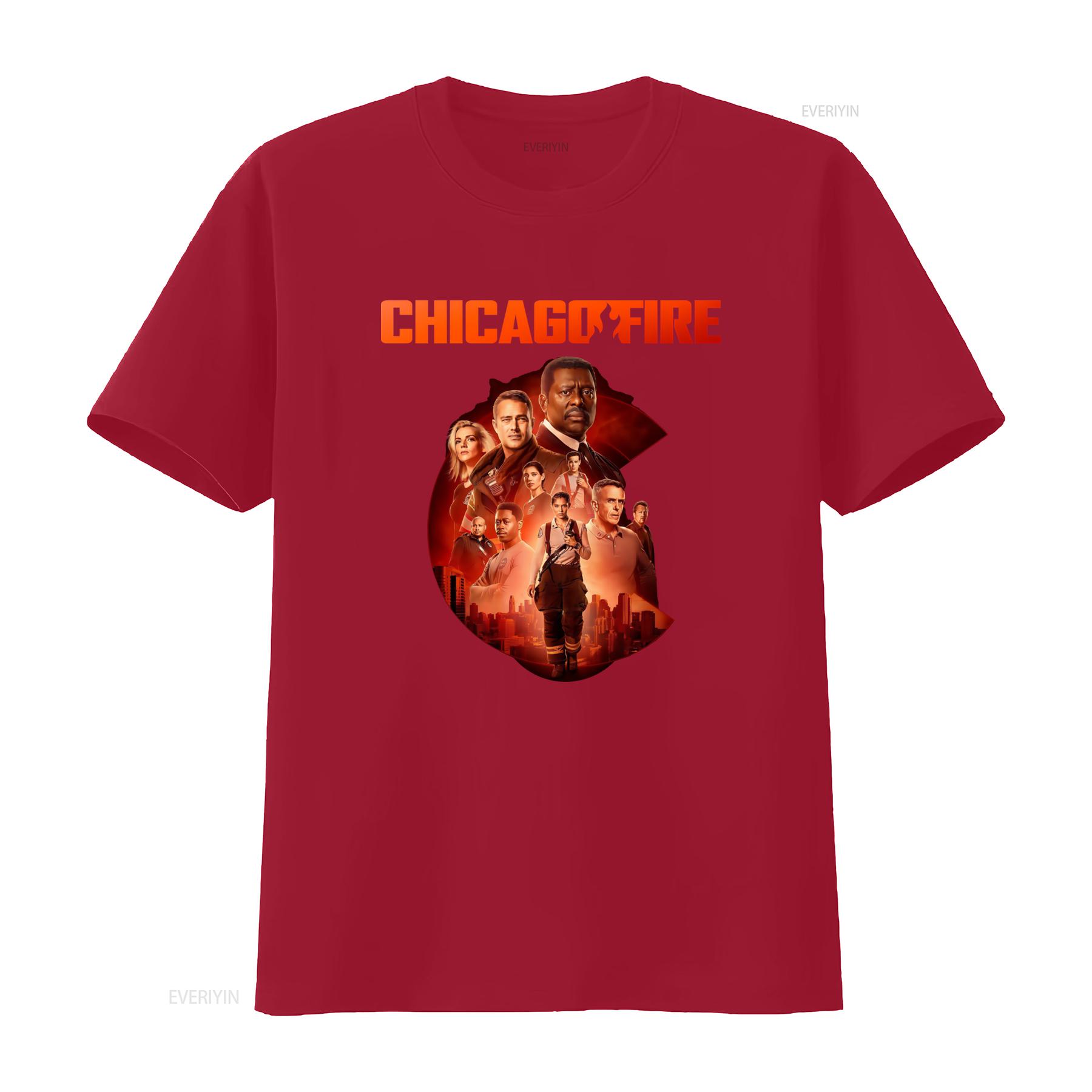 

Chicago Fire TV Show Cast Member Classic T Shirt Sizes M to 3XL Made in USA vintage Washed homme Casual graphic streetwear S