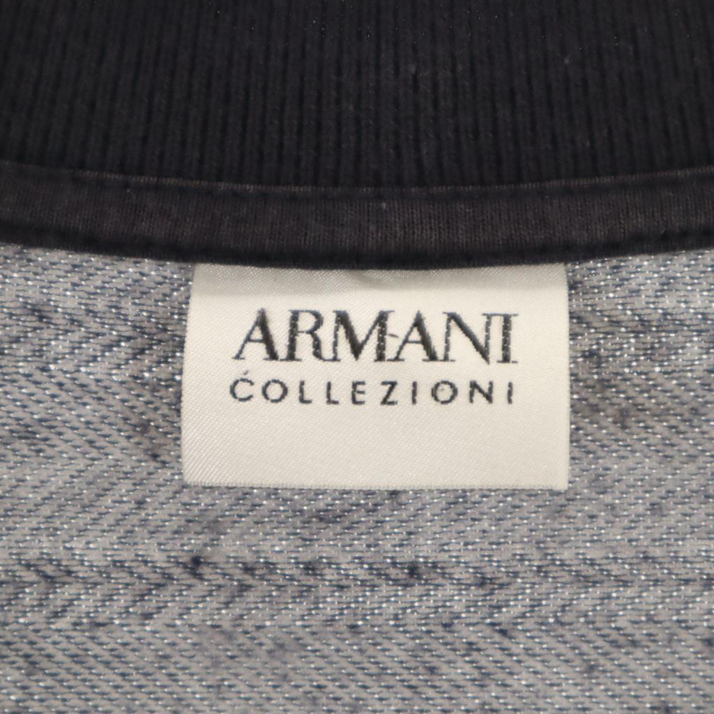 ARMANI COLLEZIONI Border Pattern Long sleeve Oversize knit XL Navy tops Men's Used