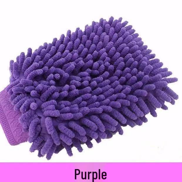 Double-Sided Coral Fleece Car Wash Mitt - Plush, Absorbent, Paint-Safe, Waterproof.