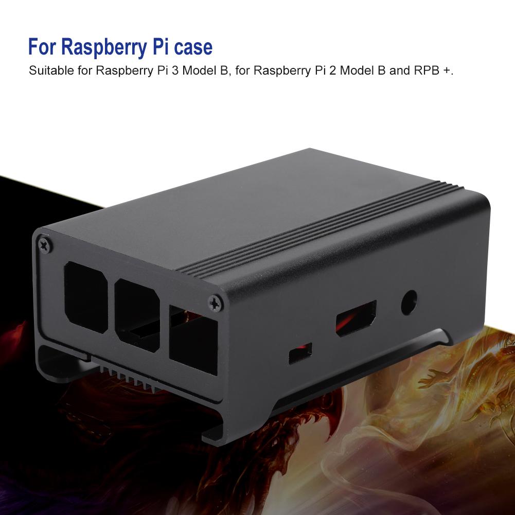 V1 Aluminum Alloy Metal Case with DC 5V Cooling Fan for Raspberry Pi 3 b 2 b RPB +(Black )