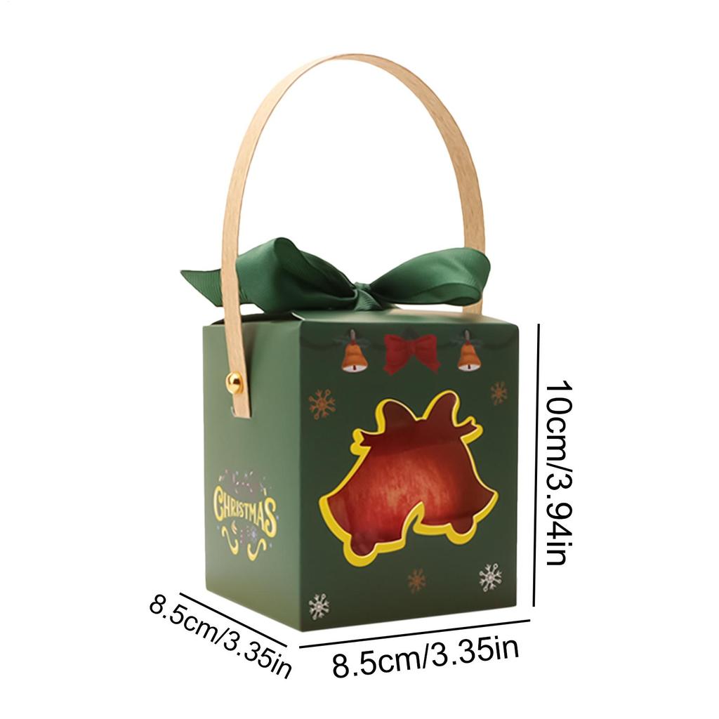 Christmas Goodie Boxes Wrapping Container With Window And Handle Holiday Party Favor Boxes For Fruits Family Gatherings